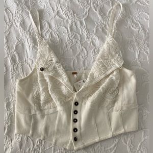 FREE PEOPLE WHITE HAVE MY HEART CROPPED TANK TOP sz. M NWT